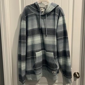 Quicksilver hooded front pocket sweatshirt. Varying shades of blue/gray XXL